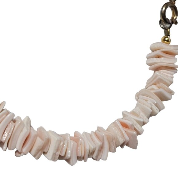 Boho Pink White Shell Chip Bracelet Beach Core Surfer Natural Fashion Jewelry - Picture 2 of 3